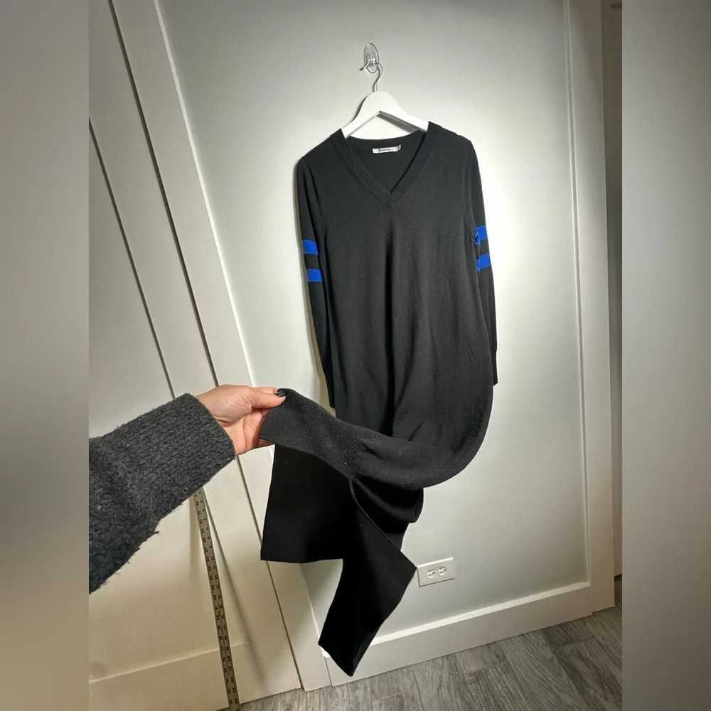 T Alexander Wang Merino Wool V Neck  Designer Black Sweater Dress Size Small - Picture 11 of 16